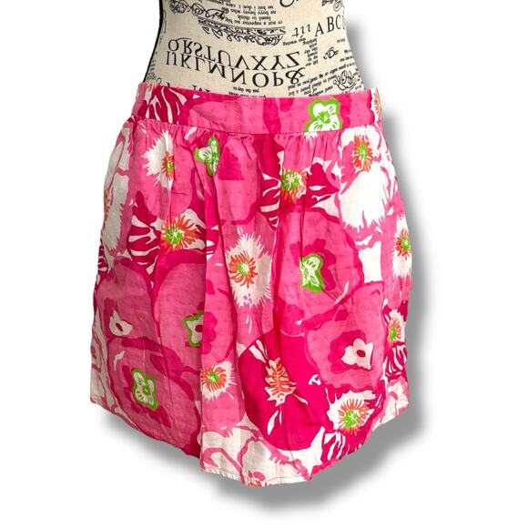 Lilly Pulitzer Size 8 Avery Pink Floral 100% Cotton Mini Skirt Pockets Vacation - Picture 5 of 5